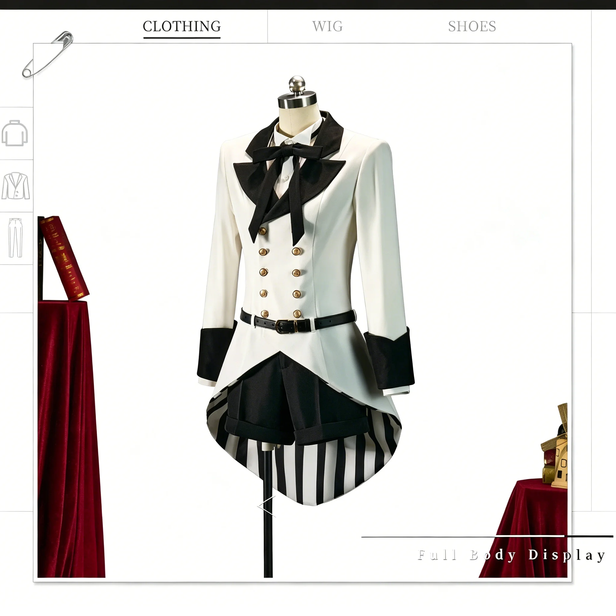Ciel Phantomhive Black Butler For Anime Fans Women Clothes Men Cosplay White Striped Flower Hat Formal Dress Suit
Ciel Phantomhive Black Butler For Anime Fans Women Clothes Men Cosplay White Striped Flower Hat Formal Dress Suit