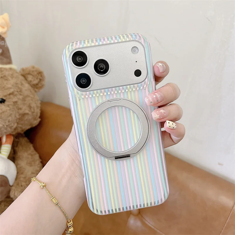Rainbow Stripe Magnetic Stand Phone Case For iPhone 17 16 15 Pro Max Clear Shockproof Cover For MagSafe Luxury Slim Case funda i
Rainbow Stripe Magnetic Stand Phone Case For iPhone 17 16 15 Pro Max Clear Shockproof Cover For MagSafe Luxury Slim Case funda i