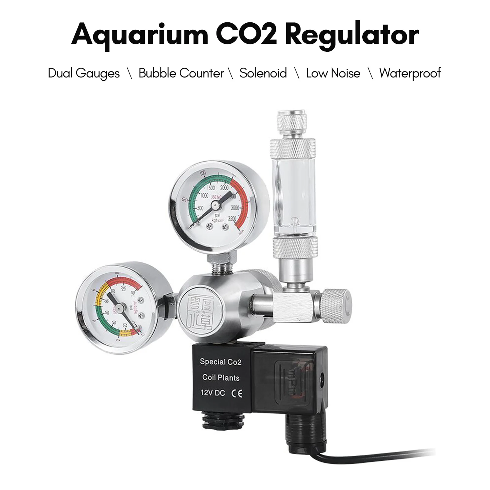 Aquarium CO2 Regulator Waterproof Carbon Dioxide Regulator with Big Gauges Bubble Counter Solenoid for W21.8 Interface Cylinder
Aquarium CO2 Regulator Waterproof Carbon Dioxide Regulator with Big Gauges Bubble Counter Solenoid for W21.8 Interface Cylinder