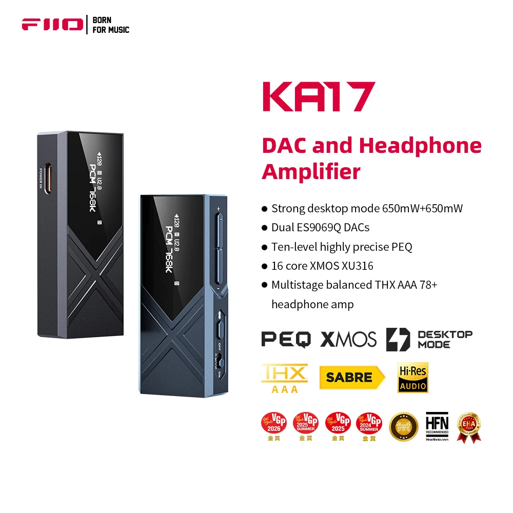FiiO KA17 Портативный USB ЦАП аудио Hi-Fi декодер, двойной ES9069Q PCM768 DSD512 3,5/4,4 мм выход для Android iOS Mac Win10
FiiO KA17 Портативный USB ЦАП аудио Hi-Fi декодер, двойной ES9069Q PCM768 DSD512 3,5/4,4 мм выход для Android iOS Mac Win10