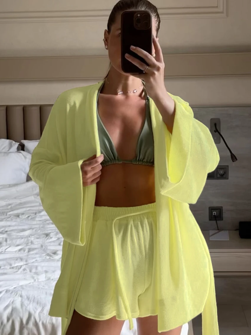 Marthaqiqi Autumn Ladies Nightgown Set Long Sleeve Pajama Sexy V-Neck Robe Lace Up Nightwear Shorts Casual Female Sleepwear Suit
Marthaqiqi Autumn Ladies Nightgown Set Long Sleeve Pajama Sexy V-Neck Robe Lace Up Nightwear Shorts Casual Female Sleepwear Suit