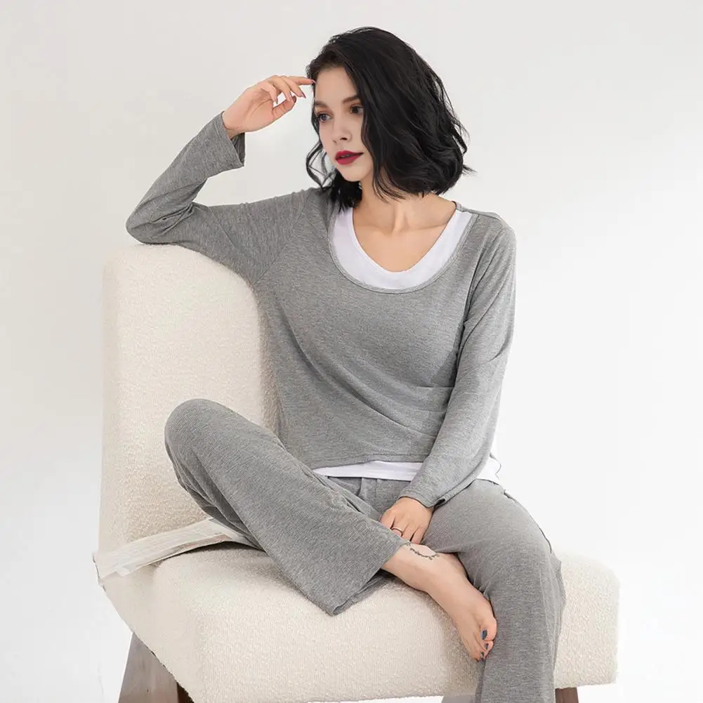 Modal Fabric Nightwear for Women High-quality Pajamas for Women Cozy Modal Pajama Set with Built-in Bra for Women Long Sleeve
Modal Fabric Nightwear for Women High-quality Pajamas for Women Cozy Modal Pajama Set with Built-in Bra for Women Long Sleeve
