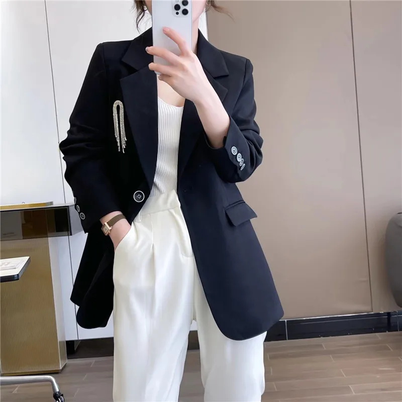 Fashion Suit Jacket Female 2022 New Spring Autumn Blazers Korean Loose Retro Suits Tops For Women's Clothes Black Outerwear p20
Fashion Suit Jacket Female 2022 New Spring Autumn Blazers Korean Loose Retro Suits Tops For Women's Clothes Black Outerwear p20