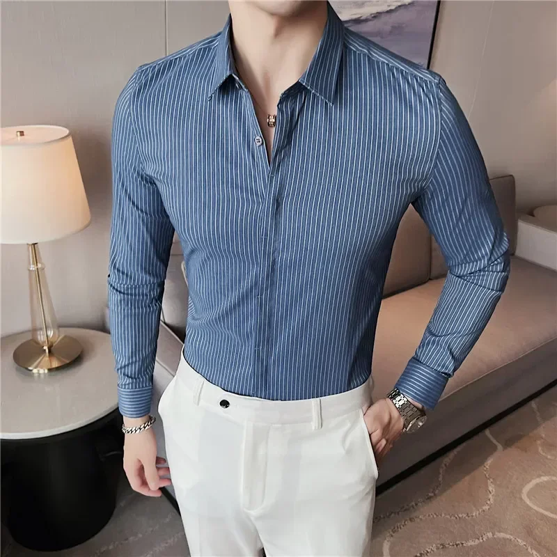 Plus Sizes S-4XL, New Shirts Men Clothing Korean Slim Fit Stripe Long Sleeve Shirt Men Casual Business Formal Wear Chemise Homme
Plus Sizes S-4XL, New Shirts Men Clothing Korean Slim Fit Stripe Long Sleeve Shirt Men Casual Business Formal Wear Chemise Homme
