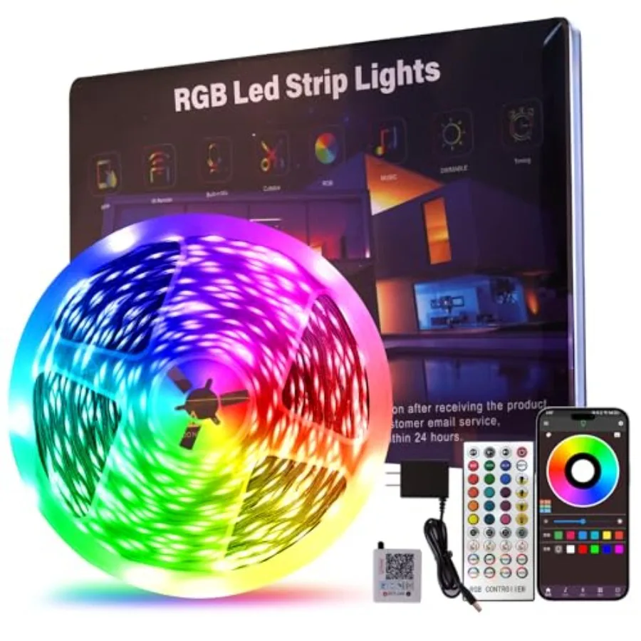 100 Feet LED Lights For Bedroom With 44 Key Infrared Remote Control And Bluetooth Application Smart LED Strip Lights, Music Syn
100 Feet LED Lights For Bedroom With 44 Key Infrared Remote Control And Bluetooth Application Smart LED Strip Lights, Music Syn