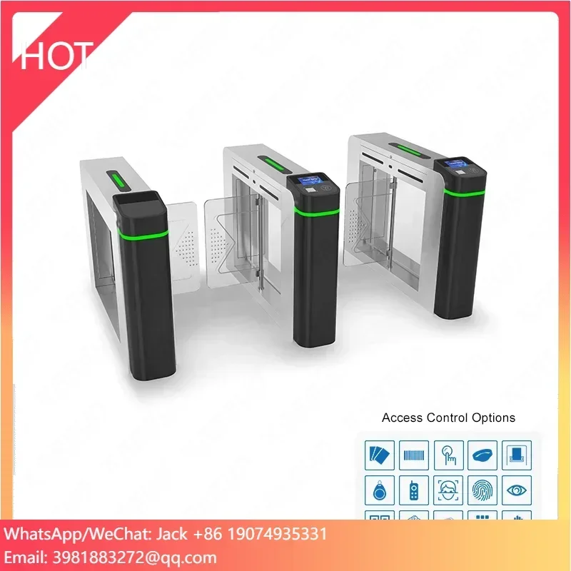 Swing Barrier Turnstile Gate With Screen, Card Reader, QR Code, And Facial Recognition For Public Spaces