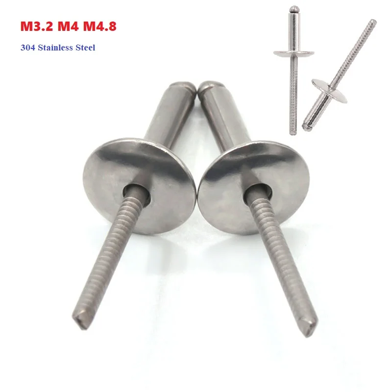M3.2 M4 M4.8 Large Flange Head Blind Rivets 304 Stainless Steel Pull Cap Rivets
M3.2 M4 M4.8 Large Flange Head Blind Rivets 304 Stainless Steel Pull Cap Rivets
