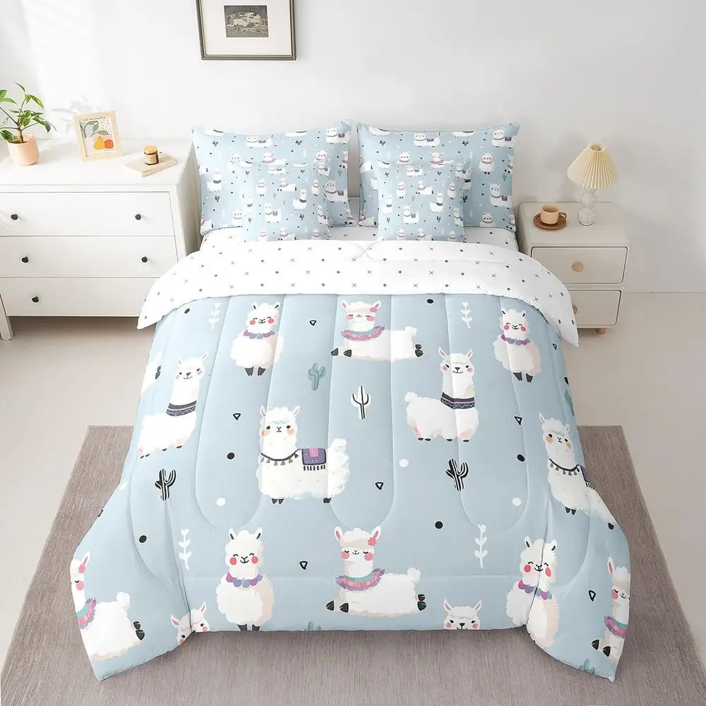 Queen Size Llamas Themed Comforter Set for Kids - Bedding with 1 Comforter, 1 Fitted Sheet, 1 Flat Sheet, 2 Pillowcases, and 2 T
Queen Size Llamas Themed Comforter Set for Kids - Bedding with 1 Comforter, 1 Fitted Sheet, 1 Flat Sheet, 2 Pillowcases, and 2 T