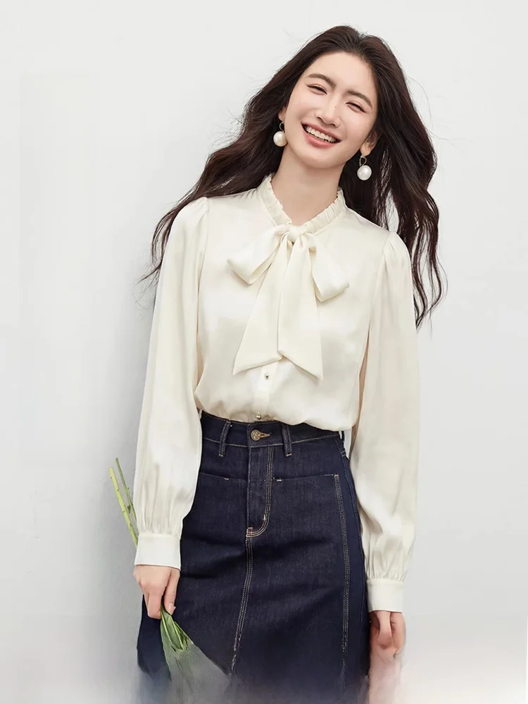 Ele Commute Sle irt with Sa Knot Lantern Sve Women's Faion Straight Tube Long Sve Thin Fabric
Ele Commute Sle irt with Sa Knot Lantern Sve Women's Faion Straight Tube Long Sve Thin Fabric