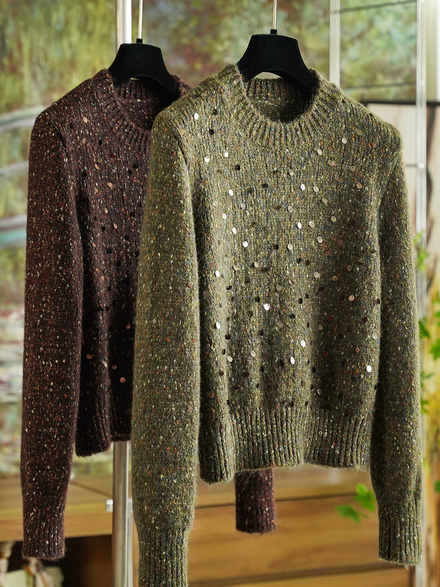 10-111cm Bust Autumn Winter Women Slim Elastic Warm Bling Bling Sequins Knitted V-neck Pullover Jumper Sweater
10-111cm Bust Autumn Winter Women Slim Elastic Warm Bling Bling Sequins Knitted V-neck Pullover Jumper Sweater
