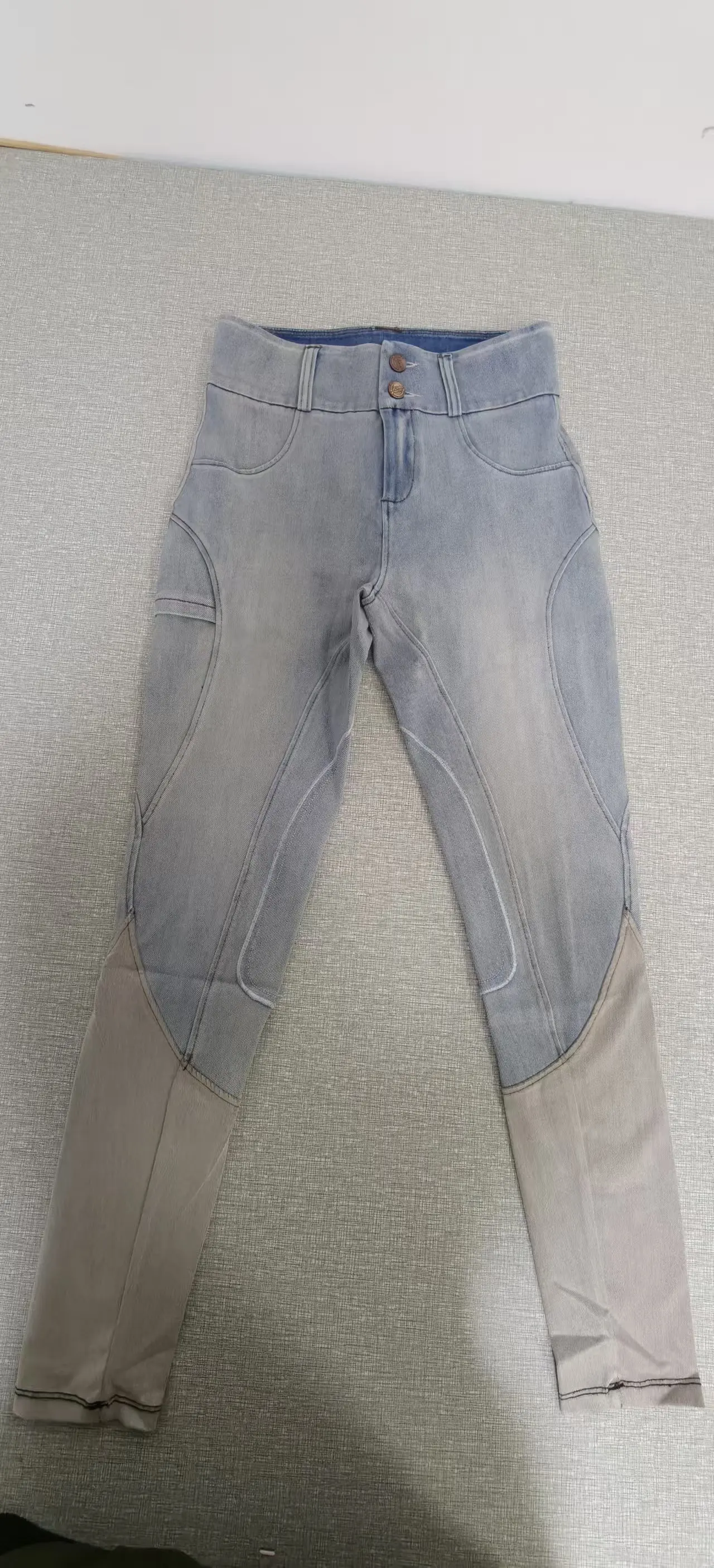 Women's denim breeches high-waisted riding pants stretch denim riding pants skinny jeans