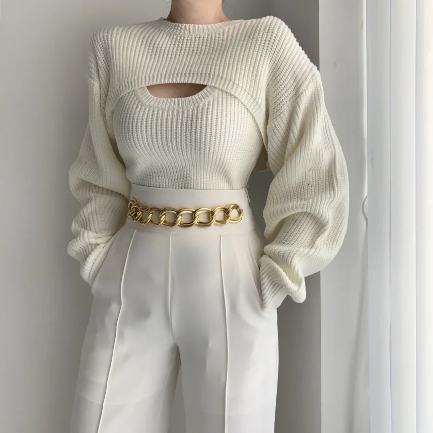 Women Autumn Winter Sexy Long Sleeve Sweater Commuting Comfortable Solid Color Fashion Knitted Top Pullovers Two-Piece Sweaters
Women Autumn Winter Sexy Long Sleeve Sweater Commuting Comfortable Solid Color Fashion Knitted Top Pullovers Two-Piece Sweaters