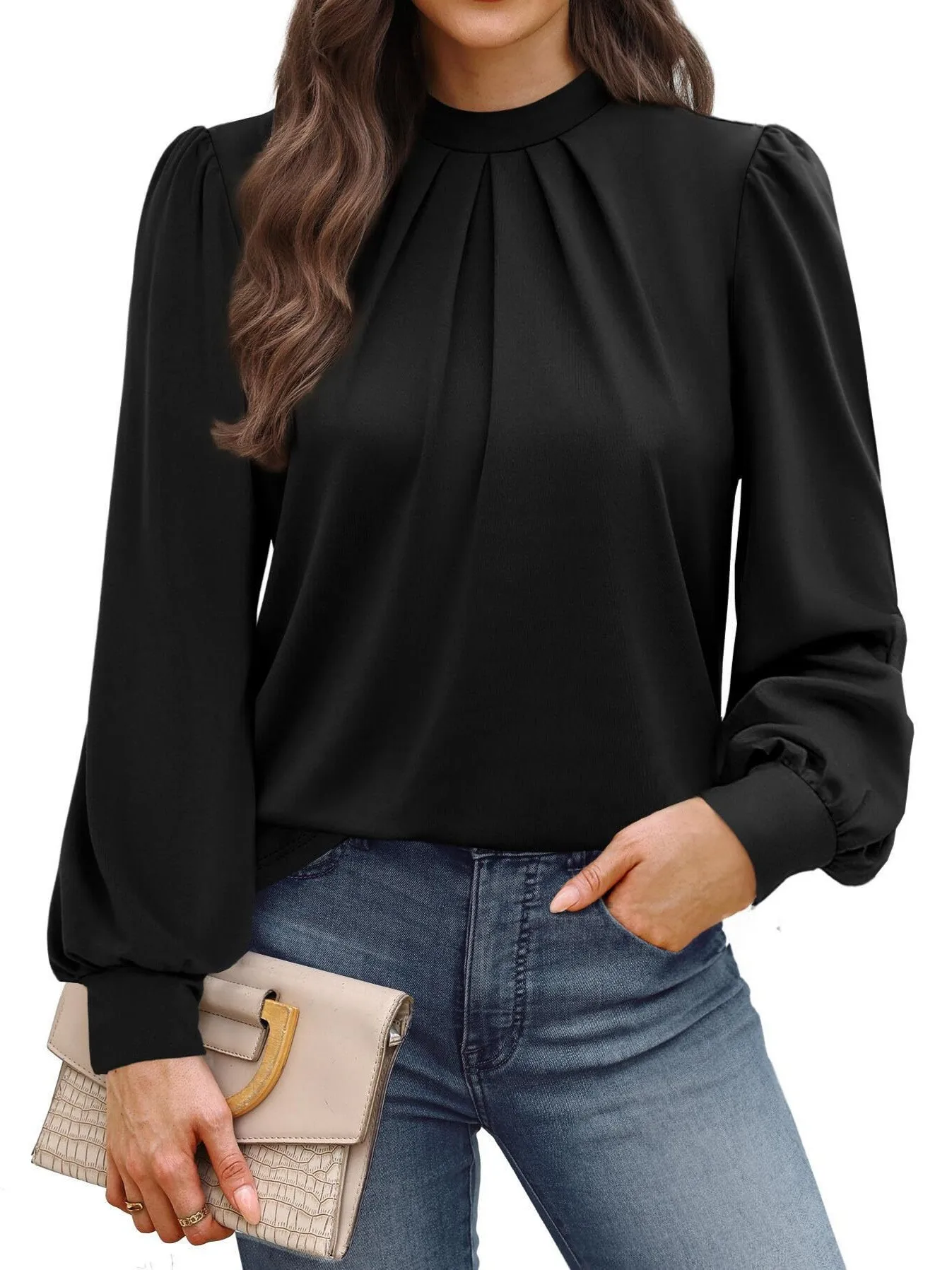 Autumn Winter Women's Clothing Long Sleeve Small Stand Collar Casual Blouse For Woman Polyester Regular Fit Pleated Shirt
Autumn Winter Women's Clothing Long Sleeve Small Stand Collar Casual Blouse For Woman Polyester Regular Fit Pleated Shirt