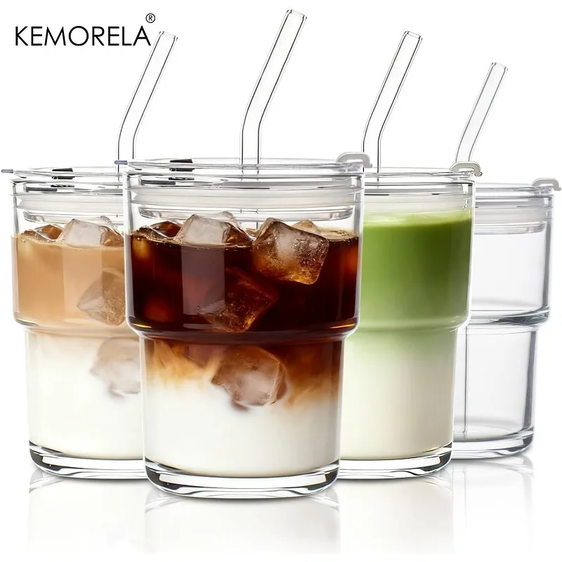 380ML Coffee Glass Tumblers 4PCS Thick Wall Glass Cups with Lid and Glass Straw for Iced Coffee, Tea, Milk, Hot & Cold Drinks
380ML Coffee Glass Tumblers 4PCS Thick Wall Glass Cups with Lid and Glass Straw for Iced Coffee, Tea, Milk, Hot & Cold Drinks
