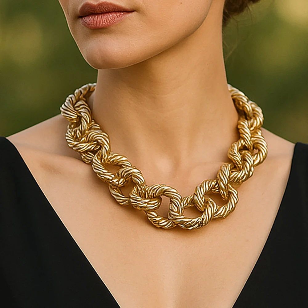 ZAA Vintage Chunky Metal Twists Geometric Choker Necklace New Trend Women Jewelry Fashion Summer Beach Holiday Party Accessories
ZAA Vintage Chunky Metal Twists Geometric Choker Necklace New Trend Women Jewelry Fashion Summer Beach Holiday Party Accessories