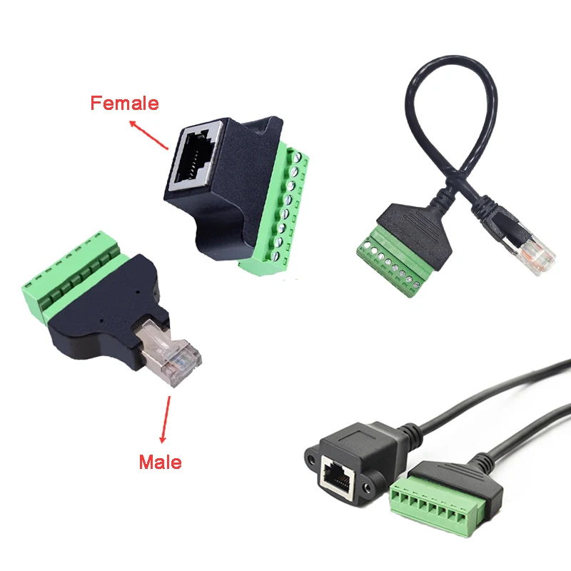 Rj45 to Screw Terminal Block 8p Connector Ethernet Rj45 Male Female to 8 pin Screw Terminal Network Adapter Cable for CCTV DVR
Rj45 to Screw Terminal Block 8p Connector Ethernet Rj45 Male Female to 8 pin Screw Terminal Network Adapter Cable for CCTV DVR