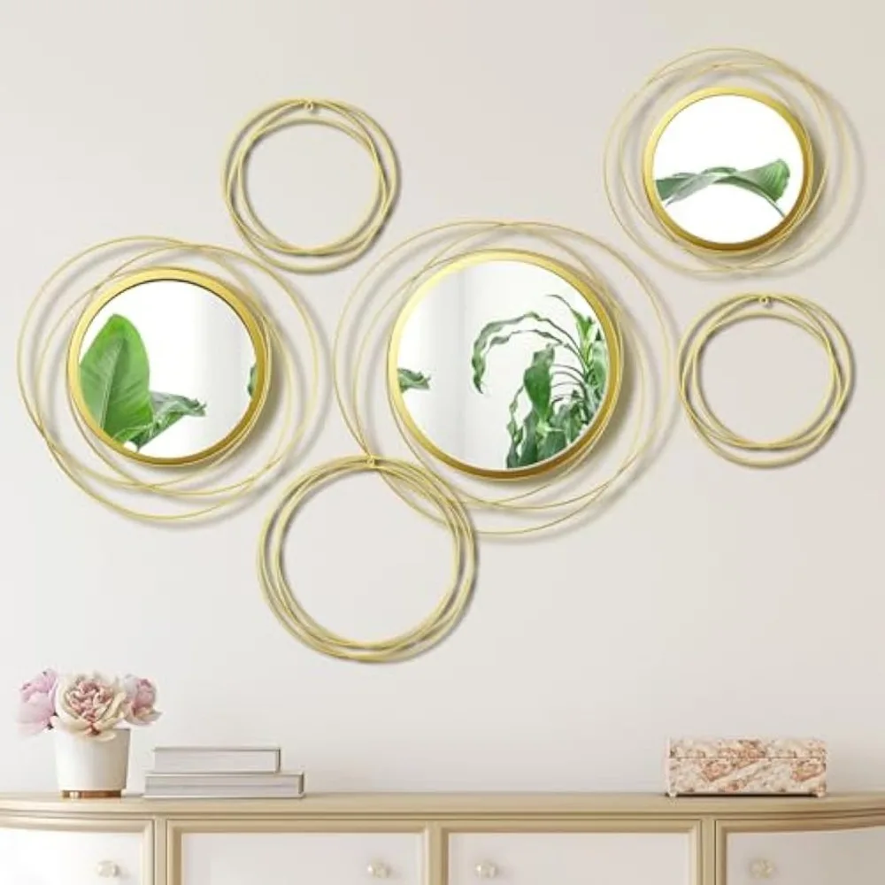 6 Pcs Round Wall Mirrors for Living Room Gold Circle Mirror Gold Metal Frame with Orbital Design Modern Contemporary Style
6 Pcs Round Wall Mirrors for Living Room Gold Circle Mirror Gold Metal Frame with Orbital Design Modern Contemporary Style