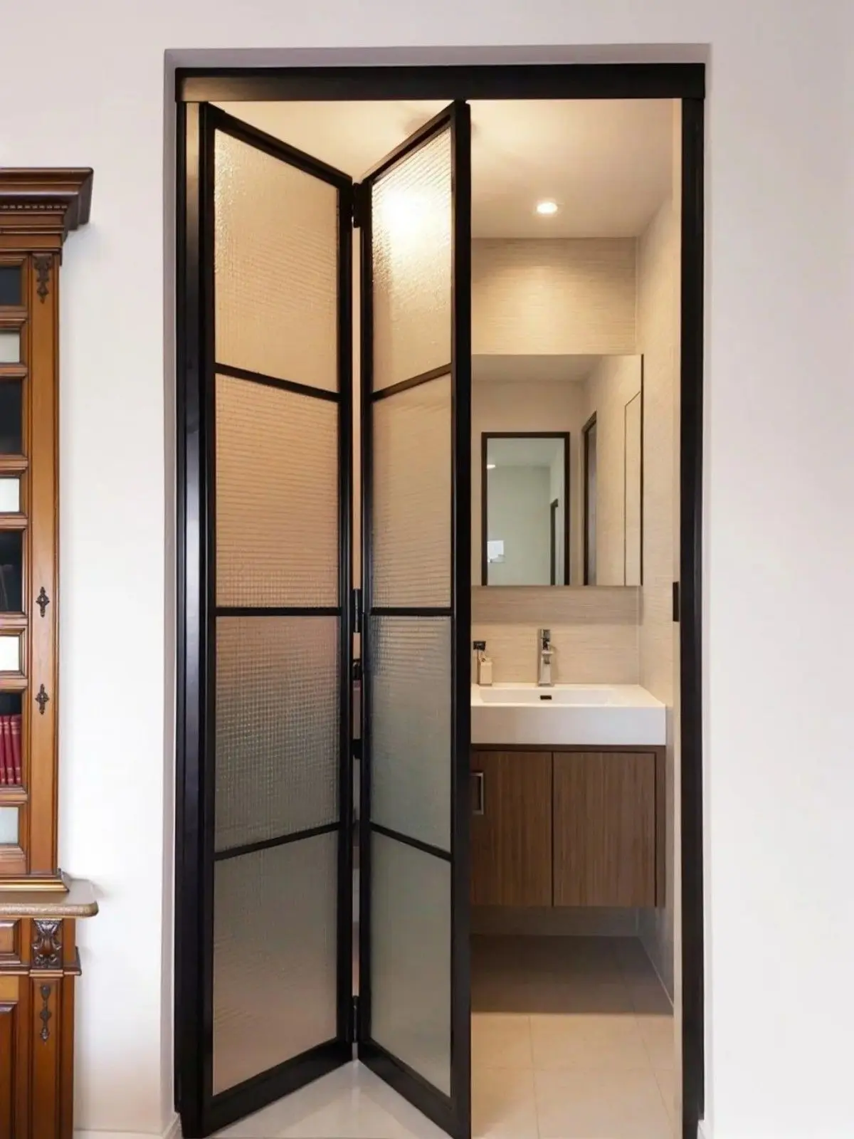 aluminum narrow frame design single layer glass fold up door Waterproof soundproof manual foldable doors Interior folding doors
aluminum narrow frame design single layer glass fold up door Waterproof soundproof manual foldable doors Interior folding doors