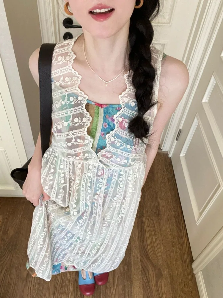 Y2k Vintage Patchwork Floral Print Two-Piece Dress Set Sleeveless Lace Cami Dress + Cover-Up Women Vacation Bohemian Summer
Y2k Vintage Patchwork Floral Print Two-Piece Dress Set Sleeveless Lace Cami Dress + Cover-Up Women Vacation Bohemian Summer