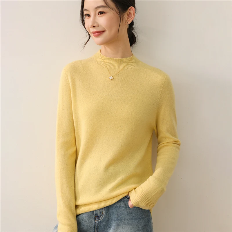 Новинка 2023 года, женский свитер с воротником-стойкой и пайетками, легкий пуловер из 100% мериносовой шерсти, облегающий универсальный элегантный пуловер с длинными рукавами
Новинка 2023 года, женский свитер с воротником-стойкой и пайетками, легкий пуловер из 100% мериносовой шерсти, облегающий универсальный элегантный пуловер с длинными рукавами