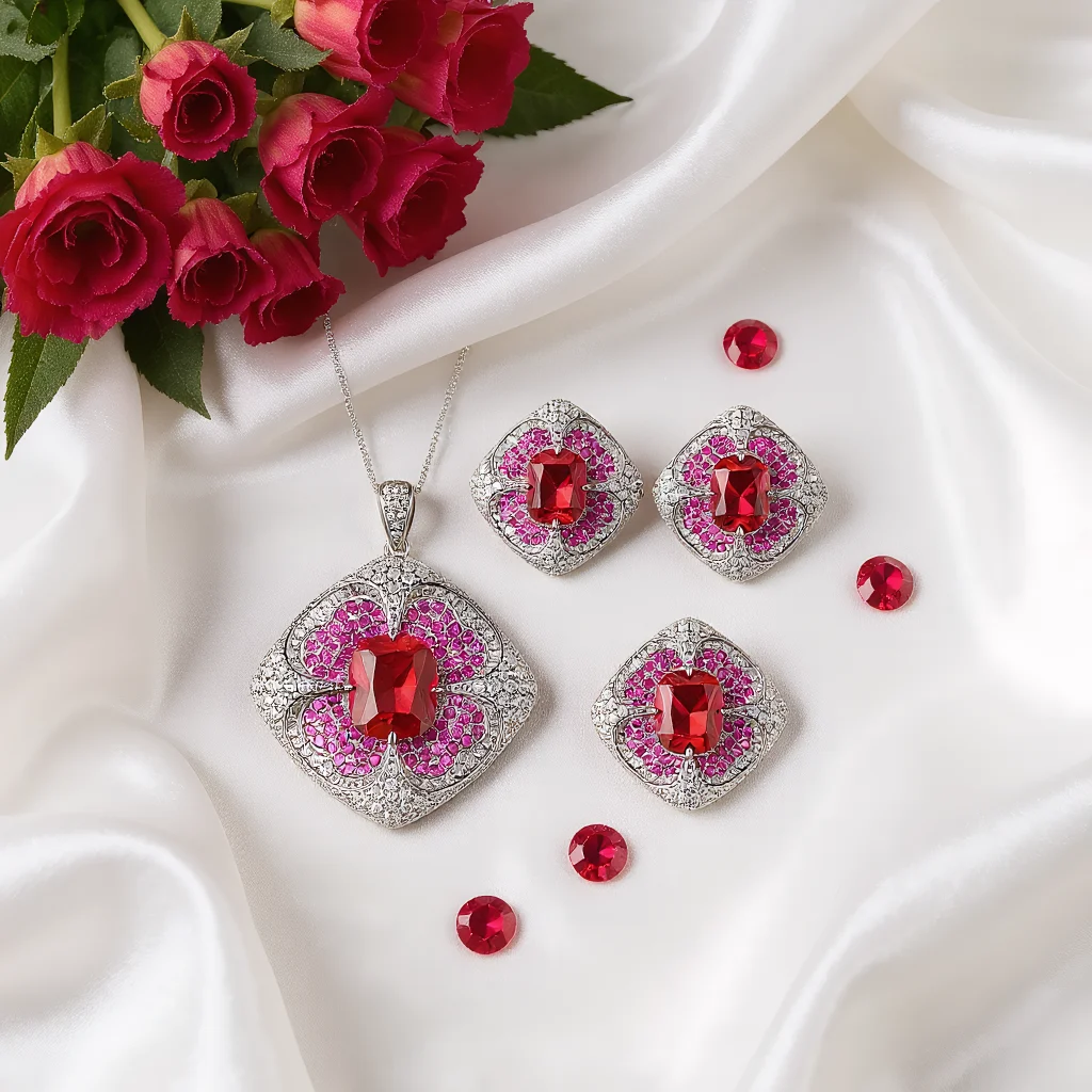 4pcs Elegant Vintage Jewelry Set for Women Red Heart-shaped Petals Necklace Shiny Crystal Choker Bridal Wedding Earrings Party
4pcs Elegant Vintage Jewelry Set for Women Red Heart-shaped Petals Necklace Shiny Crystal Choker Bridal Wedding Earrings Party