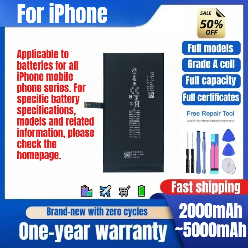 Battery for IPhone 5/5S/5C/6/6P/6S/6SP/7/7P/8/8P/X/XS/XSM/XR/11/11Pro/11PM/12/12mini/12Pro/12PM/13/13mini/13Pro/13PM/14P/14Pro
Battery for IPhone 5/5S/5C/6/6P/6S/6SP/7/7P/8/8P/X/XS/XSM/XR/11/11Pro/11PM/12/12mini/12Pro/12PM/13/13mini/13Pro/13PM/14P/14Pro