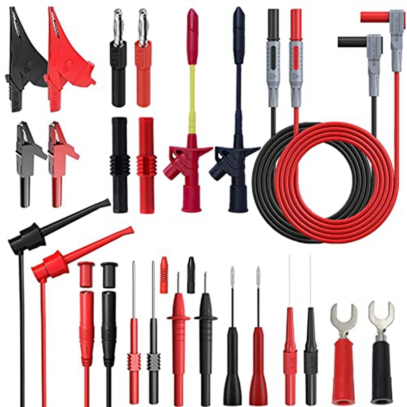 ABHI-24 Pcs Multimeter Test Leads Set With Alligator Clips, Insulation Piercing Test Clip And Test Probes 1000V 10A CAT III
ABHI-24 Pcs Multimeter Test Leads Set With Alligator Clips, Insulation Piercing Test Clip And Test Probes 1000V 10A CAT III
