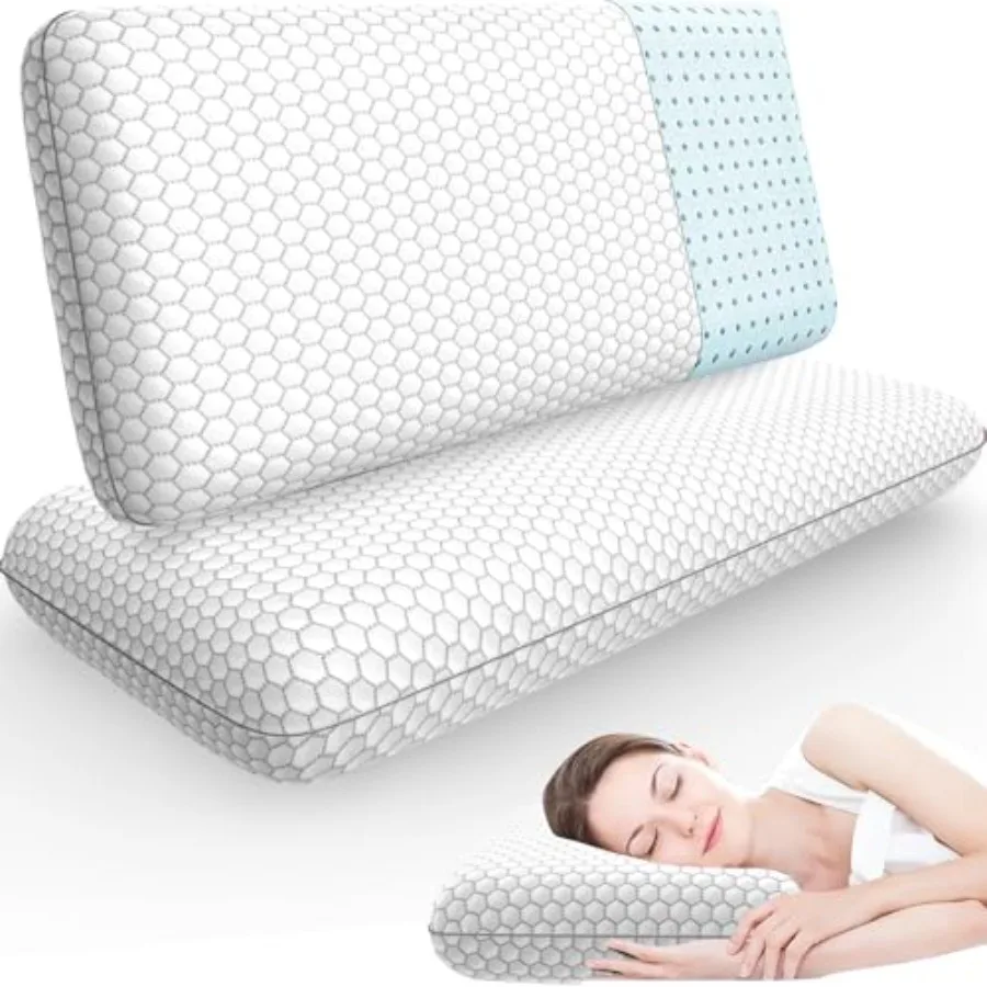 Memory Foam Pillows for Side, Back and Stomach Sleepers, Set of 2, Bed Pillow with Washable Cover and Breathable Mesh, Bed Pill
Memory Foam Pillows for Side, Back and Stomach Sleepers, Set of 2, Bed Pillow with Washable Cover and Breathable Mesh, Bed Pill