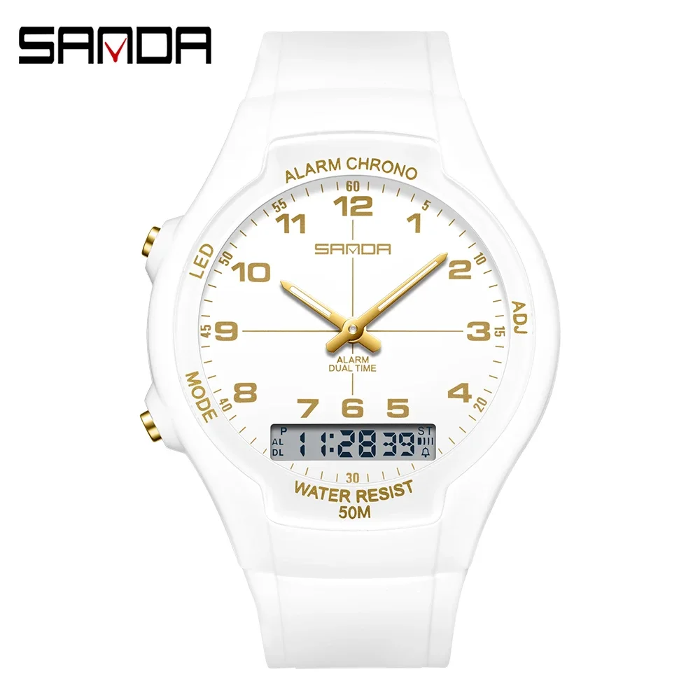 SANDA SD6320 Новые электронные часы с двойным дисплеем, модные водонепроницаемые женские часы, ночник, кварцевые спортивные часы
SANDA SD6320 Новые электронные часы с двойным дисплеем, модные водонепроницаемые женские часы, ночник, кварцевые спортивные часы