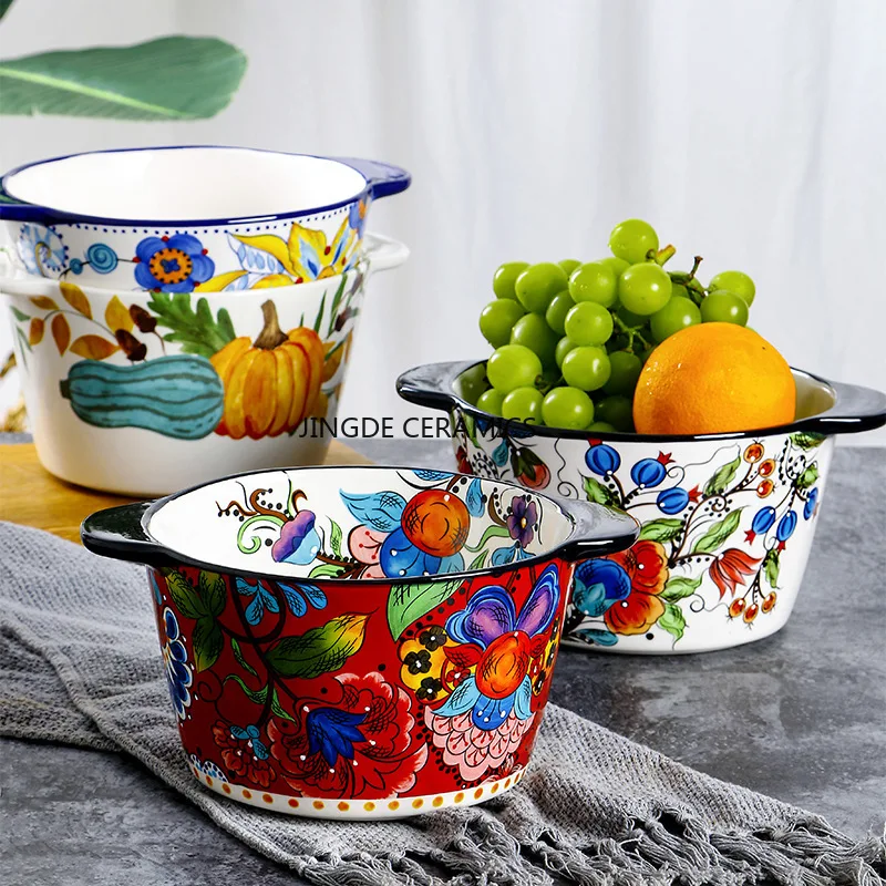 1 шт. керамическая миска с двойным ухом, окрашенная миска для супа с двойными ушками, подглазурная цветная раковина для фруктов, салатница, керамическая кухонная утварь
1 шт. керамическая миска с двойным ухом, окрашенная миска для супа с двойными ушками, подглазурная цветная раковина для фруктов, салатница, керамическая кухонная утварь