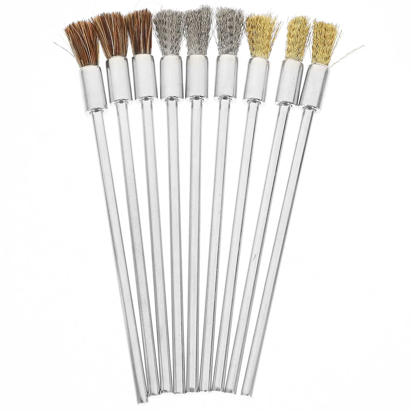 9Pcs Electric Wire Brush Set 3x6x100mm Stainless Steel Copper Bristle Pen for Cleaning Deburring Metal Tools
9Pcs Electric Wire Brush Set 3x6x100mm Stainless Steel Copper Bristle Pen for Cleaning Deburring Metal Tools