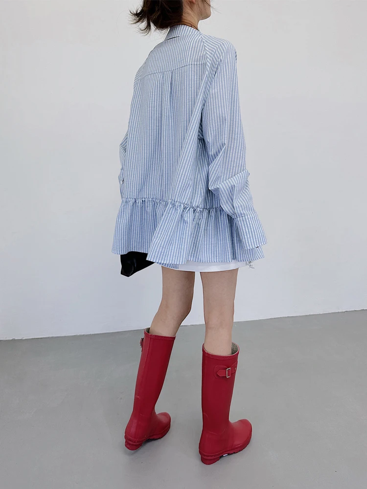 Раннеосенняя женская рубашка с длинным рукавом в синюю полоску, свободного кроя, из дышащей смеси хлопка и полиэстера, французский стиль
Раннеосенняя женская рубашка с длинным рукавом в синюю полоску, свободного кроя, из дышащей смеси хлопка и полиэстера, французский стиль