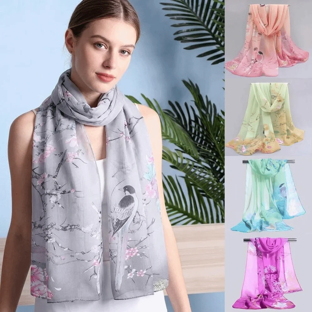 Floral Print Chiffon Scarf Shawl Elegant Lightweight Sunscreen Silk Scarf Turban Breathable 150*50cm Long Scarf Holiday Gift
Floral Print Chiffon Scarf Shawl Elegant Lightweight Sunscreen Silk Scarf Turban Breathable 150*50cm Long Scarf Holiday Gift