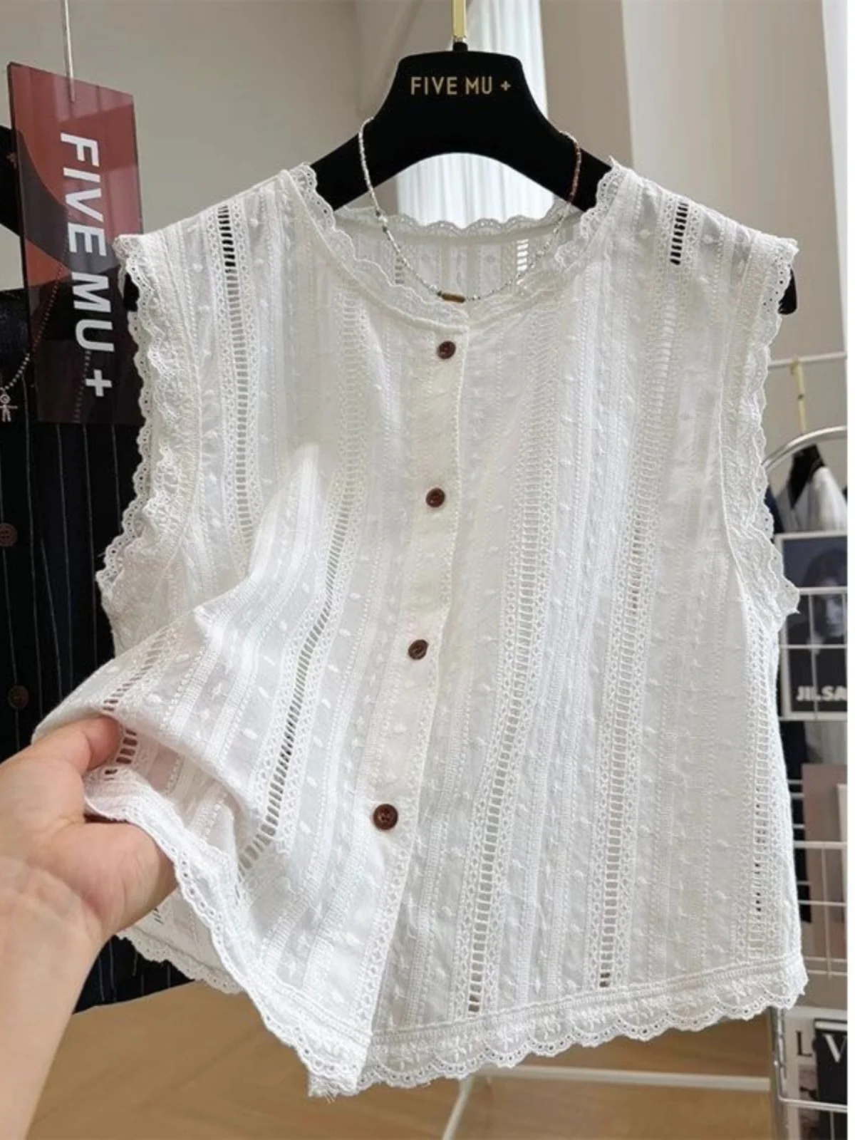 Ele Hollowed Out Lace ort Svel Vest Top Тонкая летняя верхняя одежда Женская модная одежда Small irt Sle
Ele Hollowed Out Lace ort Svel Vest Top Тонкая летняя верхняя одежда Женская модная одежда Small irt Sle