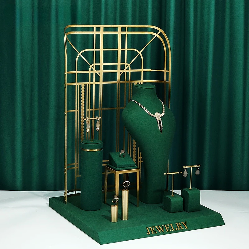 New jewelry display props high-grade metal model rack green necklace ring earrings jewelry window display rack
New jewelry display props high-grade metal model rack green necklace ring earrings jewelry window display rack