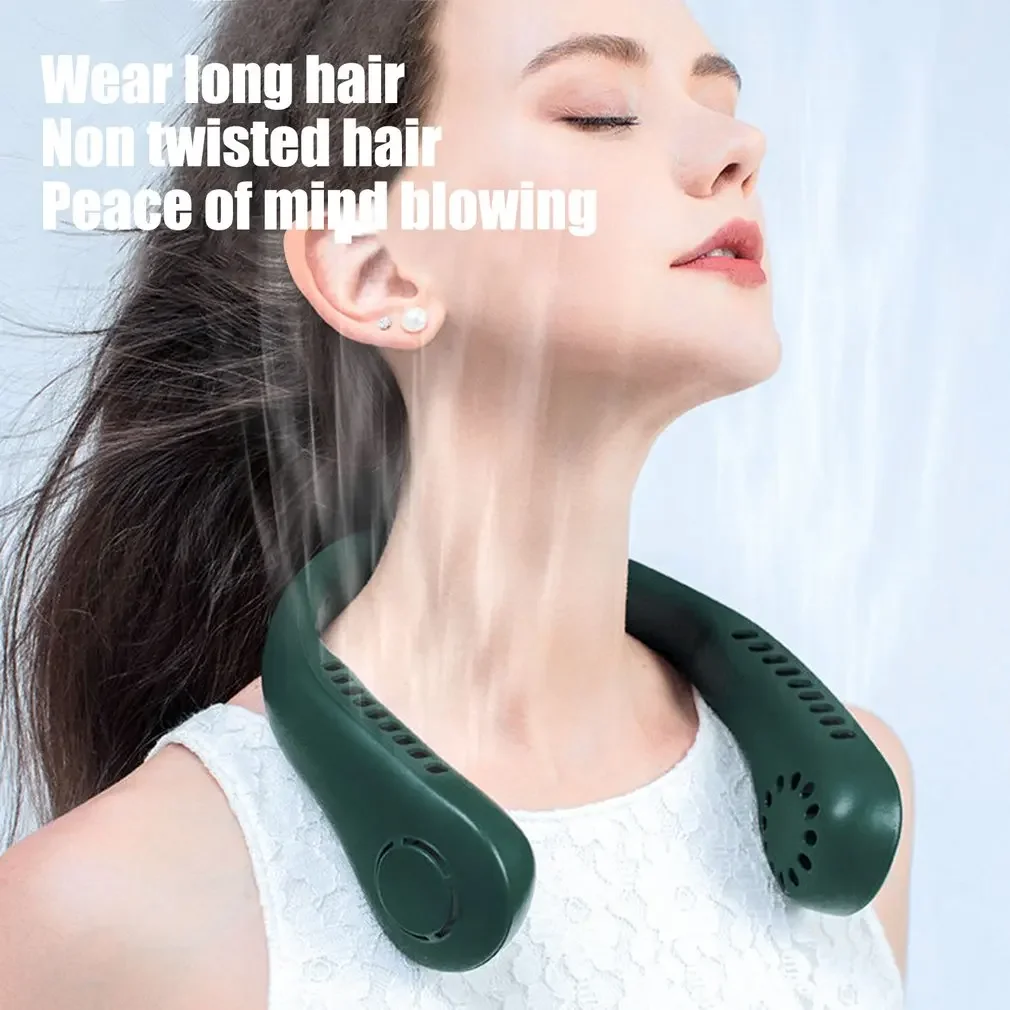 

Portable Bladeless Hanging Neck Fans USB Rechargeable Leafless Mini Air Cooling Air Conditioner Wearable Neckband Fans
