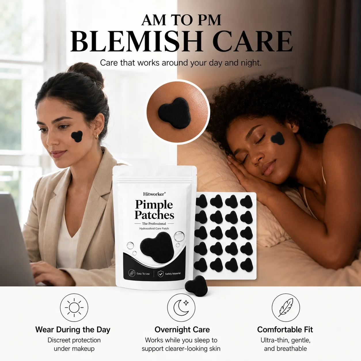 Black Hydrocolloid Pimple Patches, Cute Cloud Shape Acne Spot Stickers, Ultra-Thin Blemish Cover Patches for Daily Skincare
Black Hydrocolloid Pimple Patches, Cute Cloud Shape Acne Spot Stickers, Ultra-Thin Blemish Cover Patches for Daily Skincare