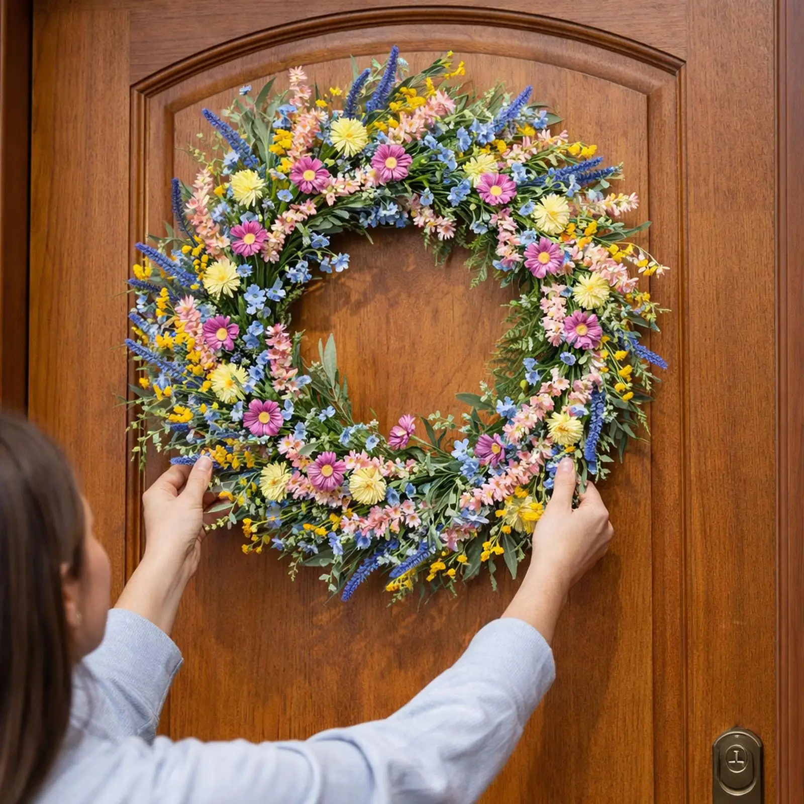Lavender Wild Flowers Wreath Spring Wreath Reusable 45cm Collection Artificial Door Wreath for Indoor Outdoor Home Decoration
Lavender Wild Flowers Wreath Spring Wreath Reusable 45cm Collection Artificial Door Wreath for Indoor Outdoor Home Decoration