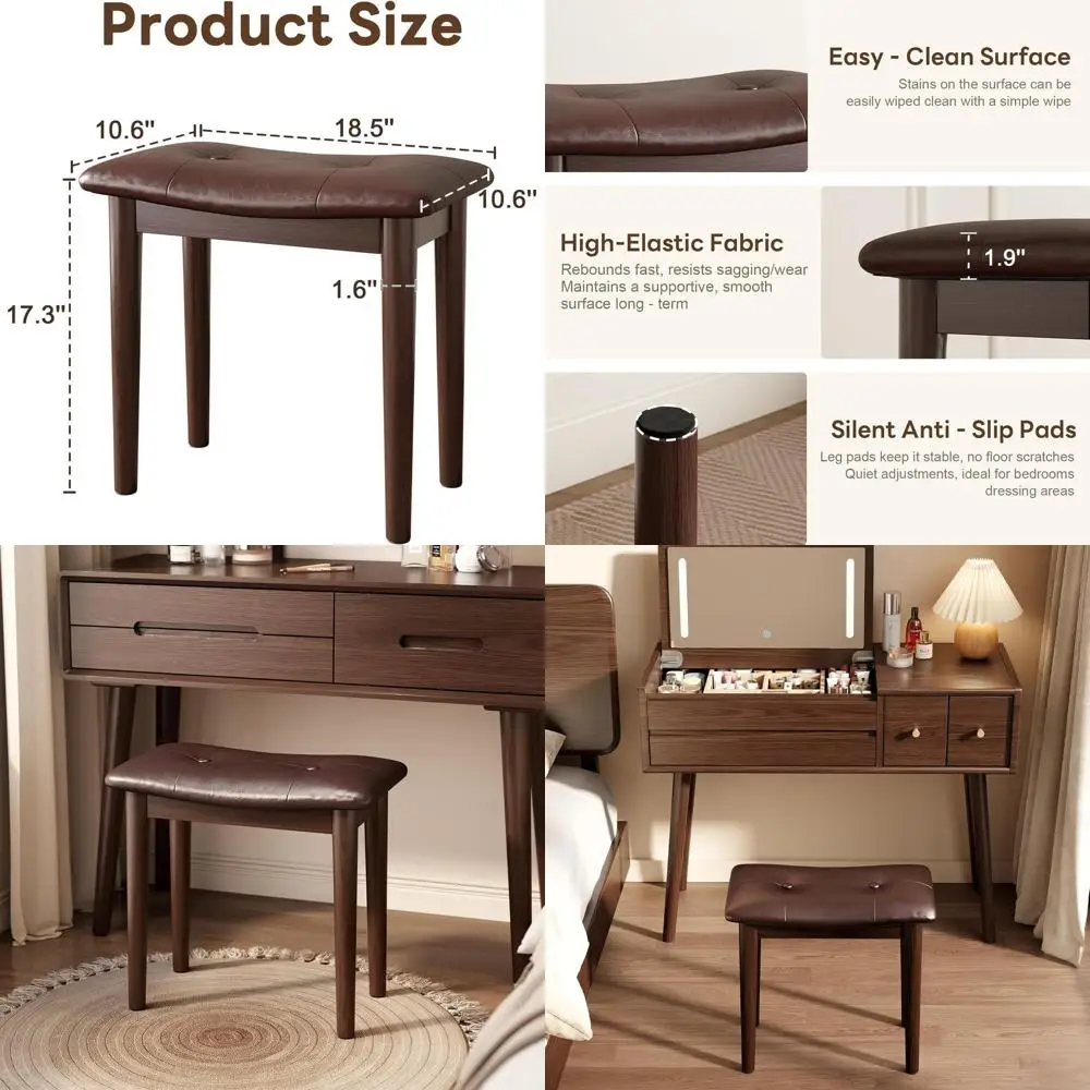 Solid Wood Vanity Chair with Cushioned Seat, Walnut Upholstered, Suitable for Bedroom, Study, or Entryway
Solid Wood Vanity Chair with Cushioned Seat, Walnut Upholstered, Suitable for Bedroom, Study, or Entryway