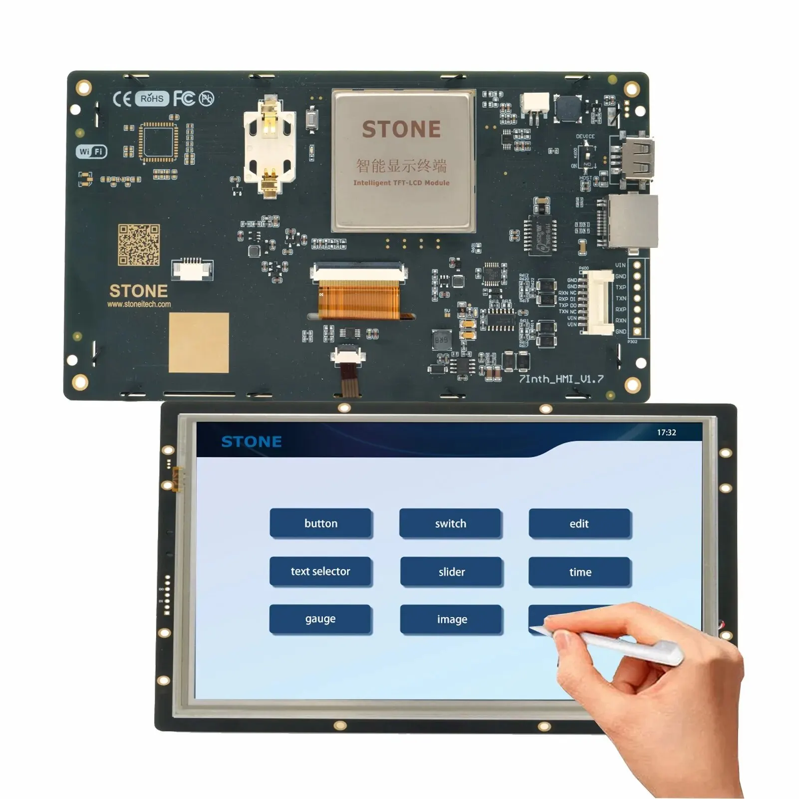 SCBRHMI 7.0'' Intelligent Resistive LCD Touch Display STWC070LT-01 Multifunction HMI Module with Enclosure
SCBRHMI 7.0'' Intelligent Resistive LCD Touch Display STWC070LT-01 Multifunction HMI Module with Enclosure