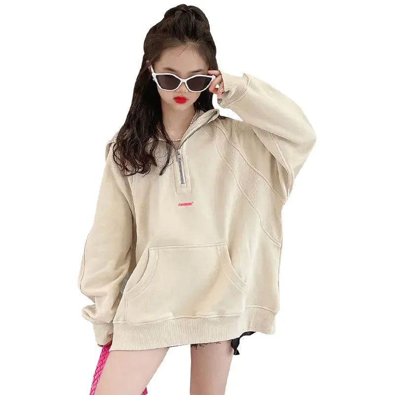 Girl Hoodie with Zipper Fashion Pocket Korean Streetwear Young Girls Sweatshir Spring Autumn Children Clothes Beige Black Color
Girl Hoodie with Zipper Fashion Pocket Korean Streetwear Young Girls Sweatshir Spring Autumn Children Clothes Beige Black Color