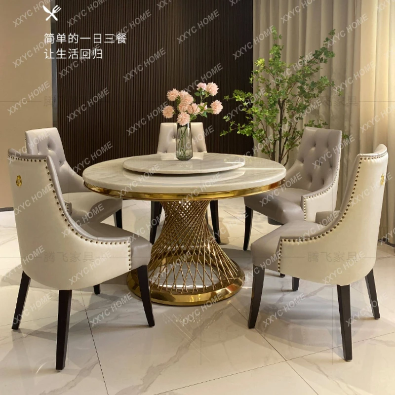 X69 Light Luxury Marble Round TableHome Dining Table Stainless Steel Small Apartment Dining Table And Chair Combinatio
X69 Light Luxury Marble Round TableHome Dining Table Stainless Steel Small Apartment Dining Table And Chair Combinatio