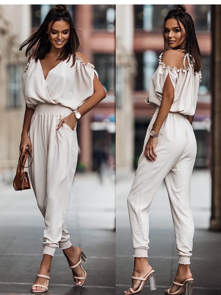 Summer Black Jumpsuit Women Fashion Casual V-neck Sexy Off Shoulder Holiday Jumpsuits Elegant Office Lady Rompers 2022 New
Summer Black Jumpsuit Women Fashion Casual V-neck Sexy Off Shoulder Holiday Jumpsuits Elegant Office Lady Rompers 2022 New