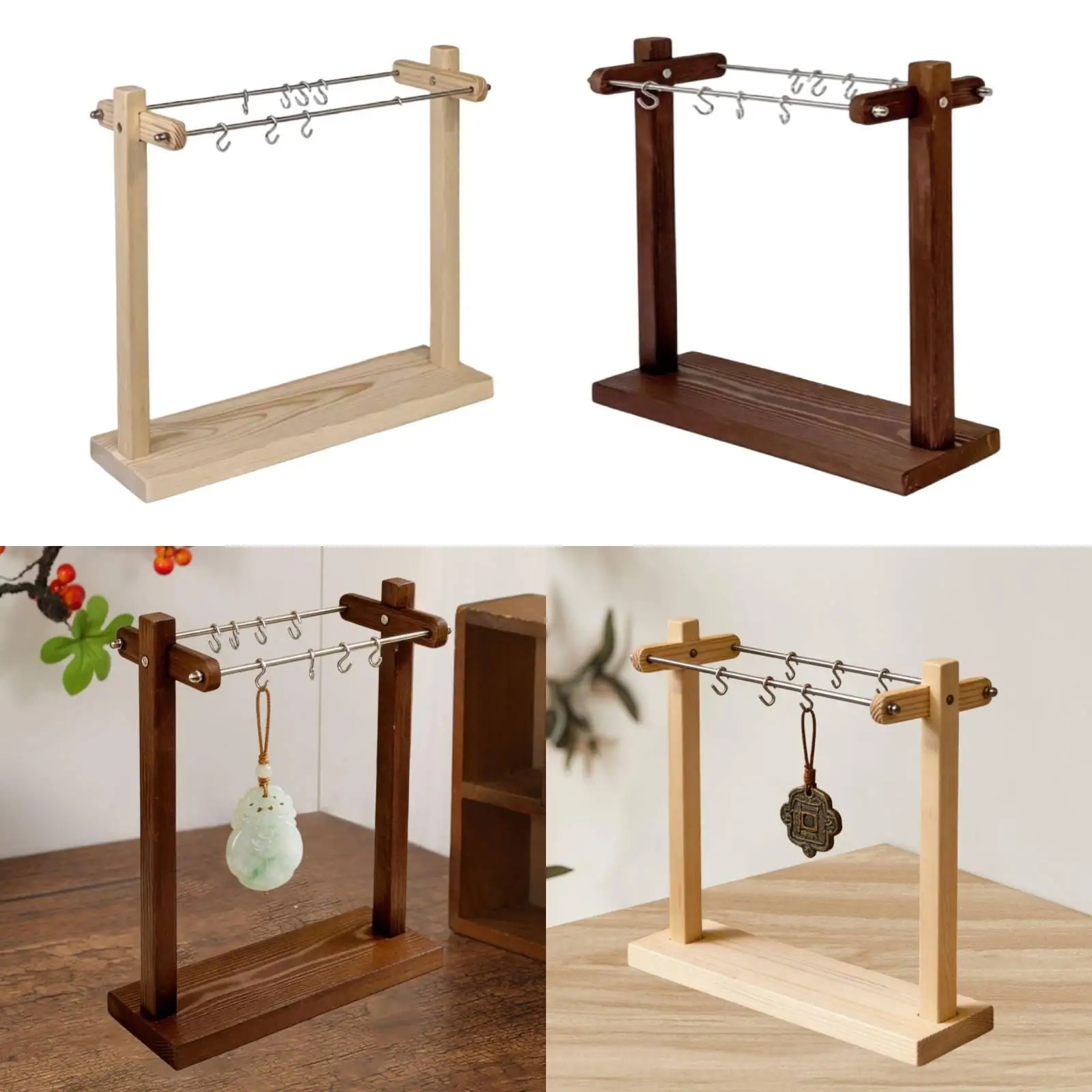 Necklace Organizer with 8 Hooks for Bangles Earrings Wooden Jewelry Display Stand Necklace Holder
Necklace Organizer with 8 Hooks for Bangles Earrings Wooden Jewelry Display Stand Necklace Holder