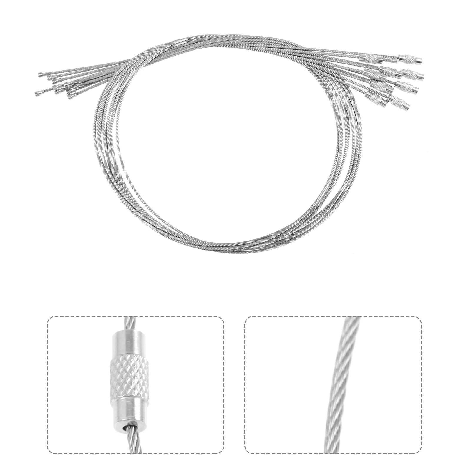 10 Pcs Wire Rope Luggage Tags Loops Keyring Keepers Accessory Stainless Keychains Printing Silver Steel
10 Pcs Wire Rope Luggage Tags Loops Keyring Keepers Accessory Stainless Keychains Printing Silver Steel