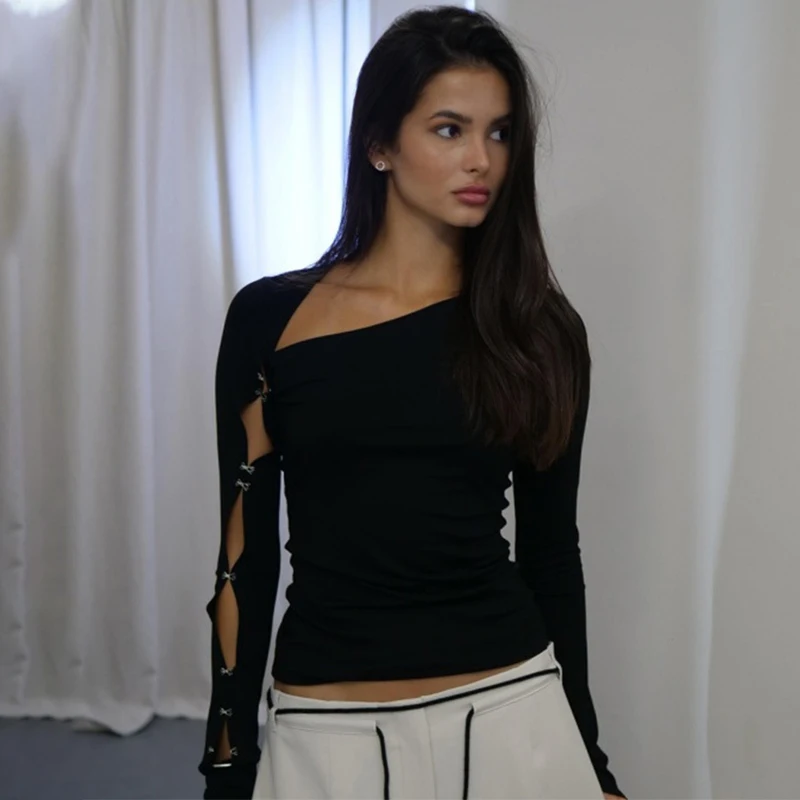 TARUXY Sexy Off-Shoulder Cutout Long-Sleeved T-Shirt Women Spring New Solid Slim Stylish Street Top Female Party Commute T-Shirt
TARUXY Sexy Off-Shoulder Cutout Long-Sleeved T-Shirt Women Spring New Solid Slim Stylish Street Top Female Party Commute T-Shirt