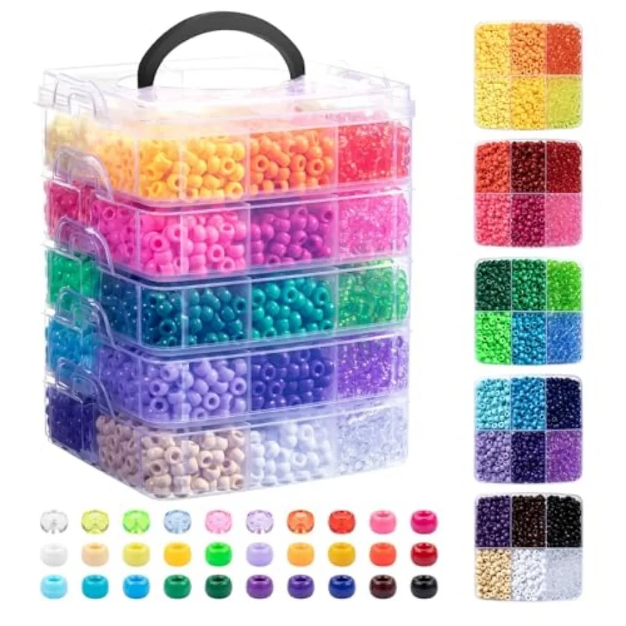 6000Pcs Pony Beads, 30 Colors 6x9MM Kandi Beads Bulk for Crafts Bracelet Making Hair Braiding Jewelry Key Chains DIY Crafts Gif
6000Pcs Pony Beads, 30 Colors 6x9MM Kandi Beads Bulk for Crafts Bracelet Making Hair Braiding Jewelry Key Chains DIY Crafts Gif