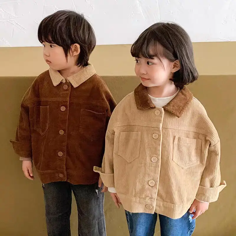 Simple Retro Japanese Korean Style Coat Jacket Corduroy Children Boys Girls Autumn Clothing Color Block Lapel Loose Tops Fashion
Simple Retro Japanese Korean Style Coat Jacket Corduroy Children Boys Girls Autumn Clothing Color Block Lapel Loose Tops Fashion