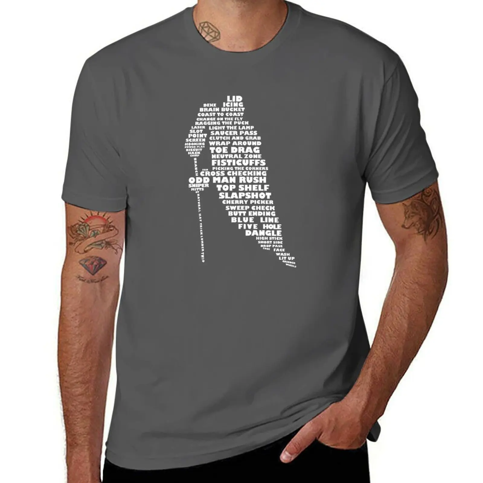Hockey Calligram Terminology Player T-Shirt Street Fashion Casual Tee Shirt
Hockey Calligram Terminology Player T-Shirt Street Fashion Casual Tee Shirt