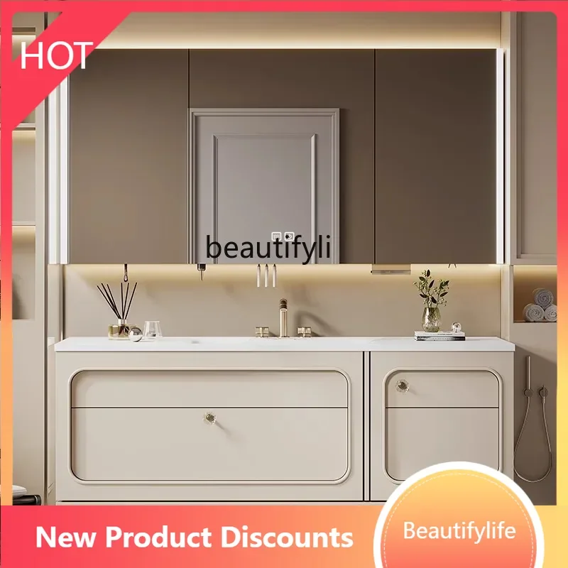 smt53 Rock slab hot bending integrated basin French cream wind bathroom cabinet combination wash face basin cabinet
smt53 Rock slab hot bending integrated basin French cream wind bathroom cabinet combination wash face basin cabinet